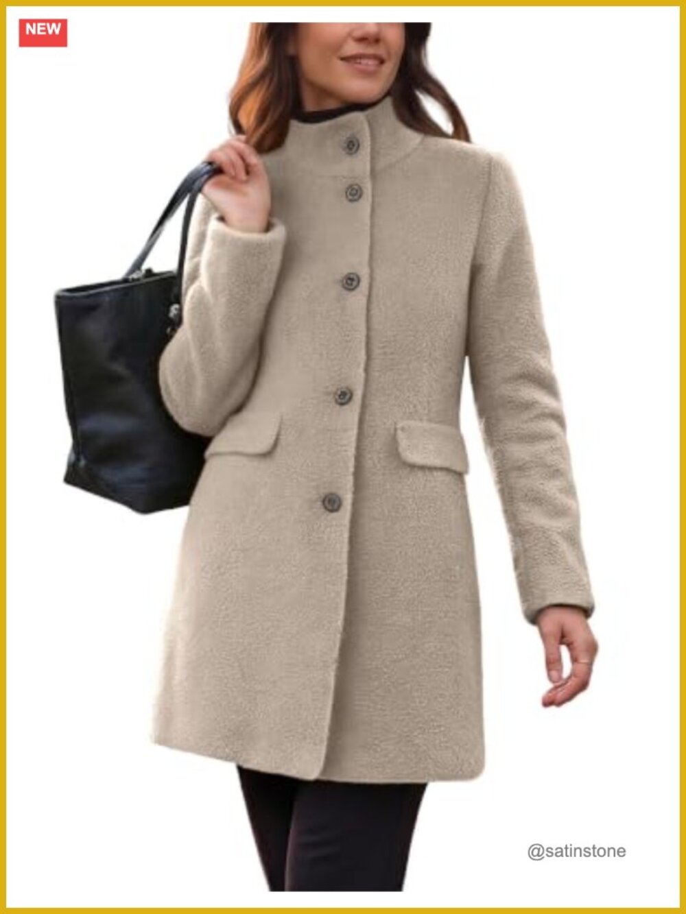 Women's Wool Blend Pea Coat Fleece Lined Winter Trench Jacket